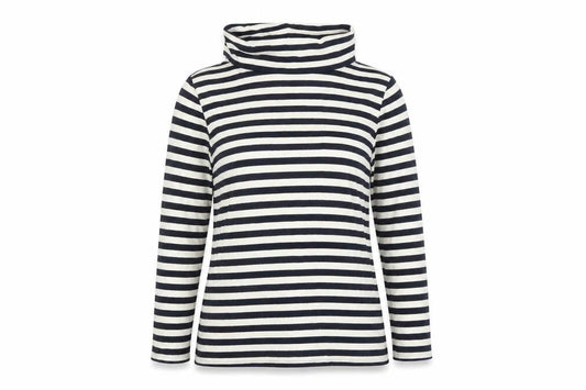 Hobbs Women Blue Striped Roll Neck Long Sleeve Jersey Top XS