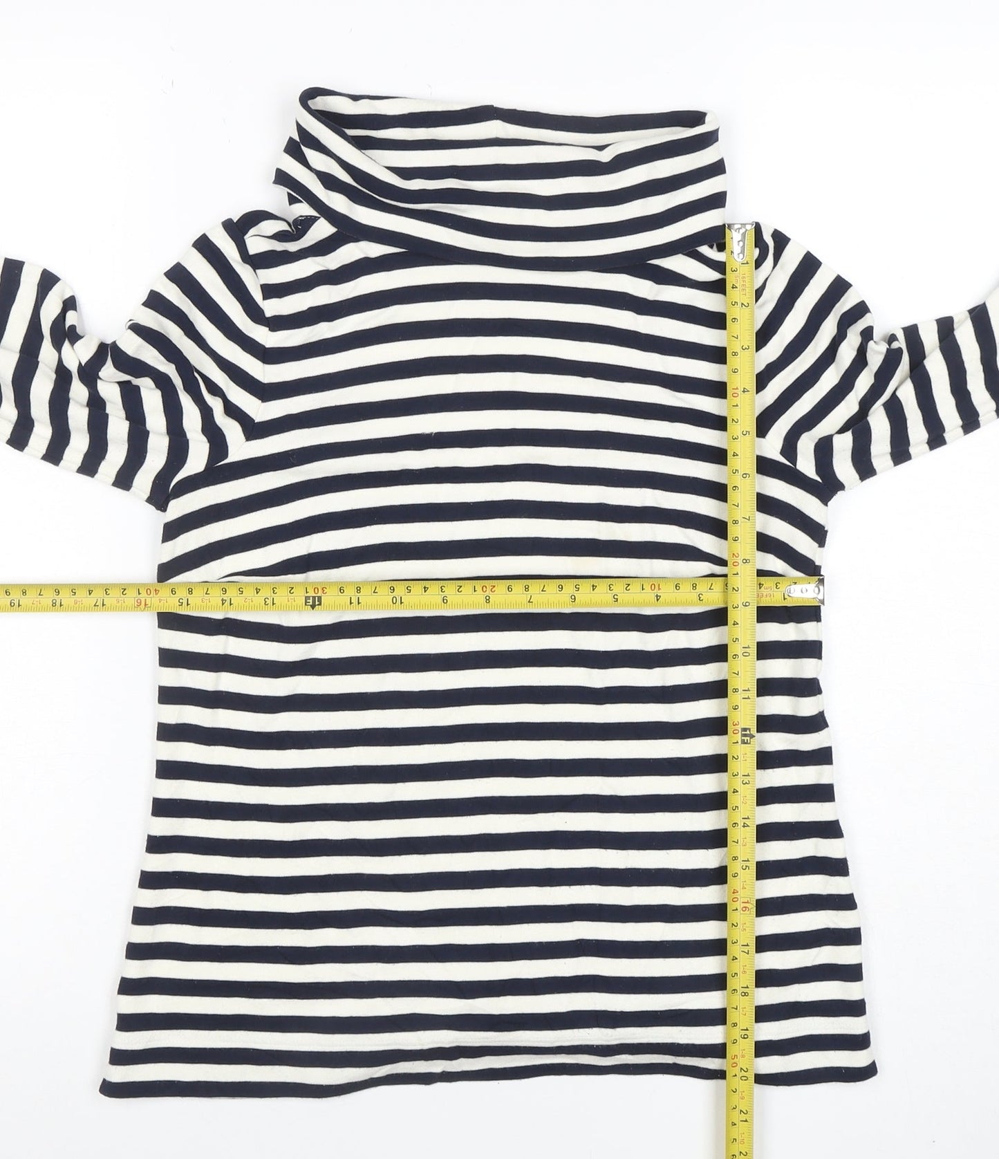 Hobbs Women Blue Striped Roll Neck Long Sleeve Jersey Top XS