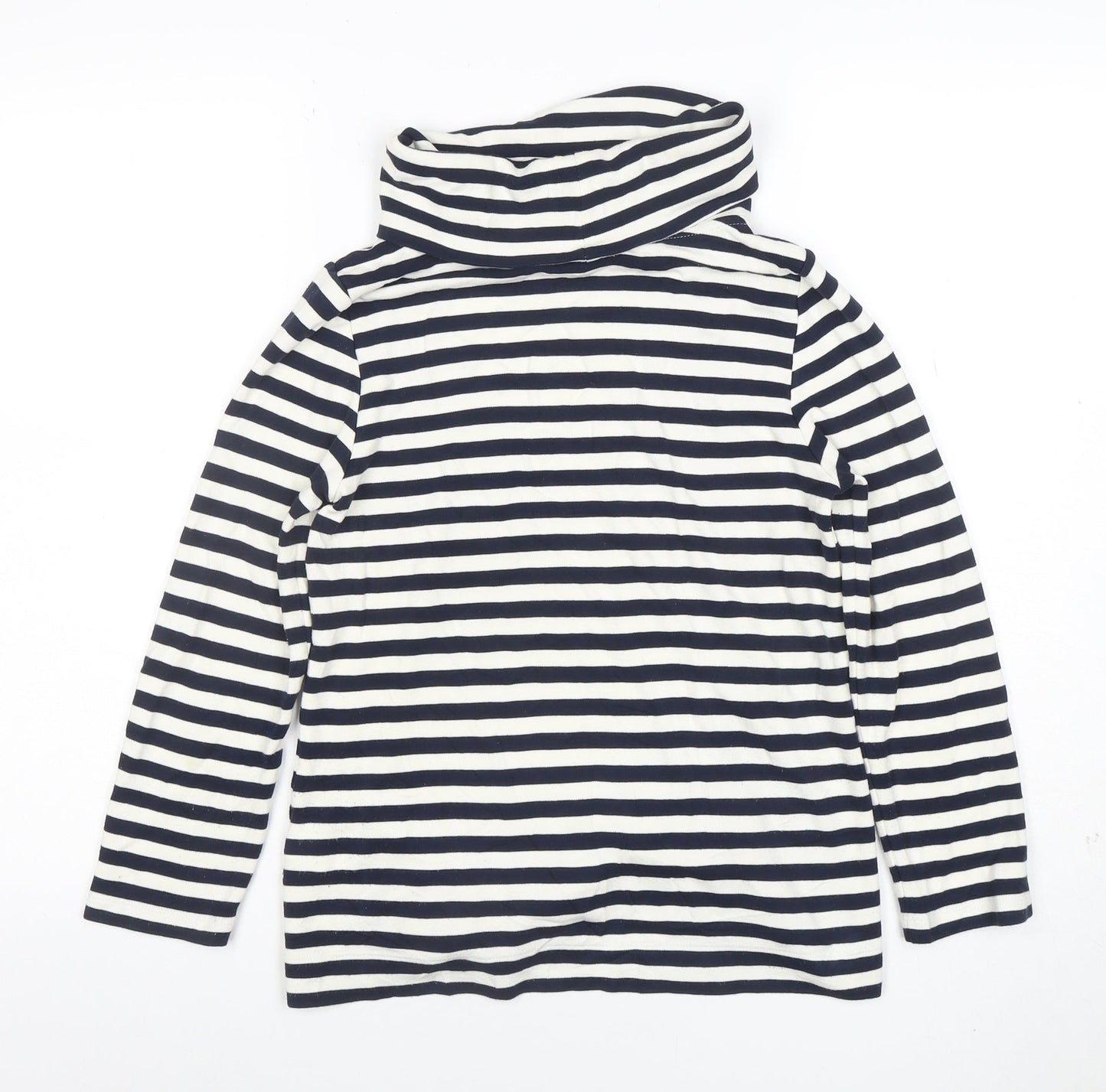 Hobbs Women Blue Striped Roll Neck Long Sleeve Jersey Top XS