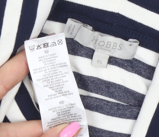 Hobbs Women Blue Striped Roll Neck Long Sleeve Jersey Top XS