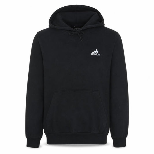 Adidas Men's Black Small Pullover Hoodie with Logo and Drawstring