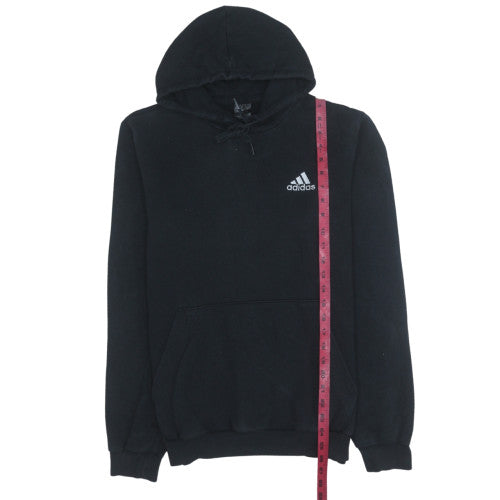 Adidas Men's Black Small Pullover Hoodie with Logo and Drawstring