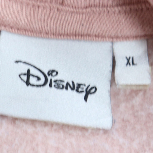 Disney Women Pink Mickey Mouse Hoodie XL Pullover Cotton Blend