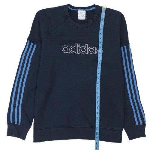 Adidas Men Blue Logo Pullover Sweatshirt Crew Neck Long Sleeve M