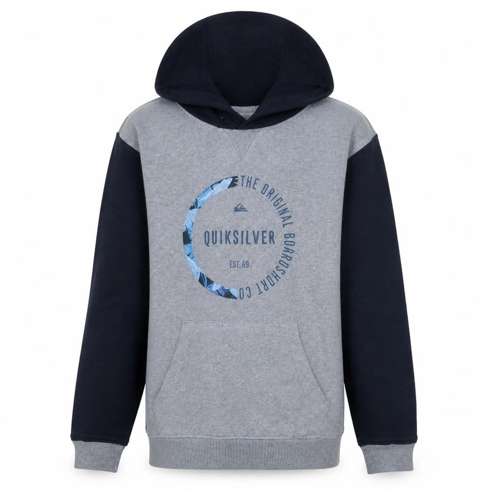 Quiksilver Boys Grey & Navy Hoodie Size 14 Full Zip Cotton Blend