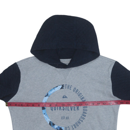 Quiksilver Boys Grey & Navy Hoodie Size 14 Full Zip Cotton Blend