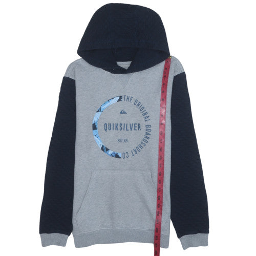 Quiksilver Boys Grey & Navy Hoodie Size 14 Full Zip Cotton Blend
