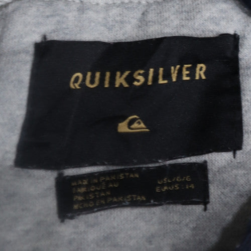 Quiksilver Boys Grey & Navy Hoodie Size 14 Full Zip Cotton Blend
