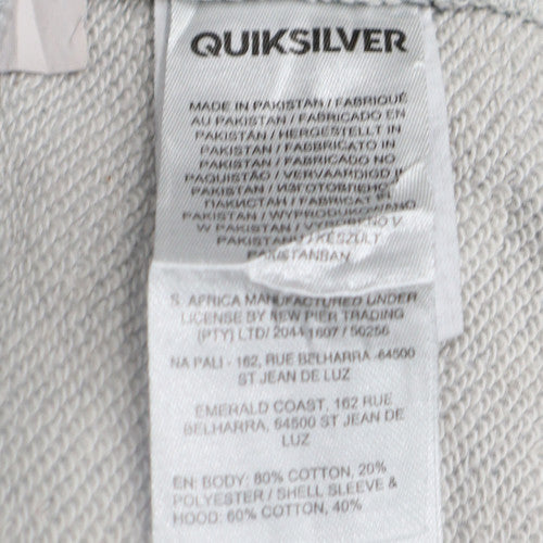 Quiksilver Boys Grey & Navy Hoodie Size 14 Full Zip Cotton Blend