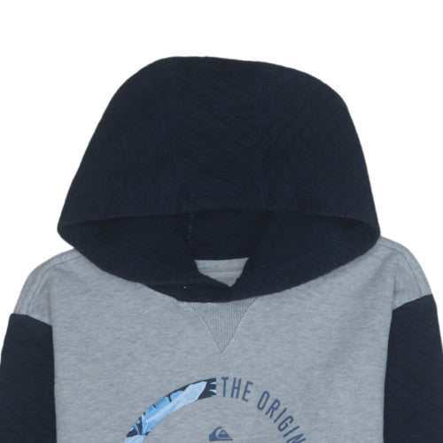 Quiksilver Boys Grey & Navy Hoodie Size 14 Full Zip Cotton Blend
