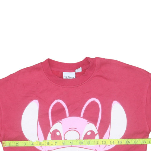 Disney Women Pink Pullover Sweatshirt 2XS Angel Cartoon Character