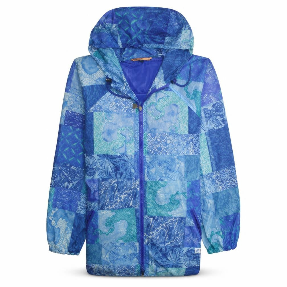 Kenzo Men’s Blue Dragon Print Hooded Windbreaker Jacket M