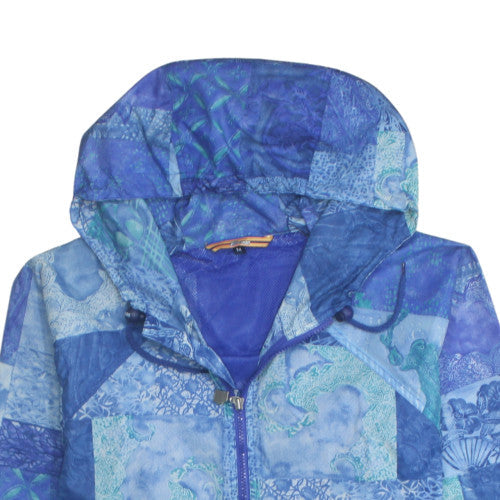 Kenzo Men’s Blue Dragon Print Hooded Windbreaker Jacket M