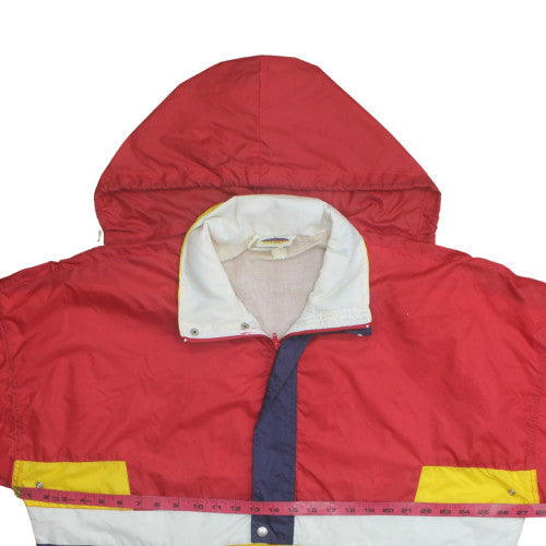 Luciano Mens Multicoloured L Hooded Anorak 90s Retro Windbreaker Jacket