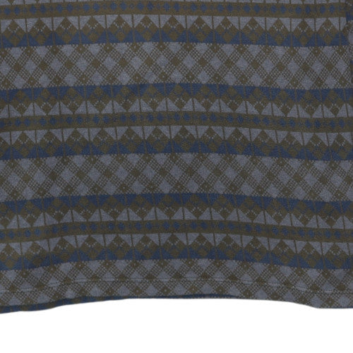 Timberland Men's Brown Geometric Long Sleeve Cotton Polo M