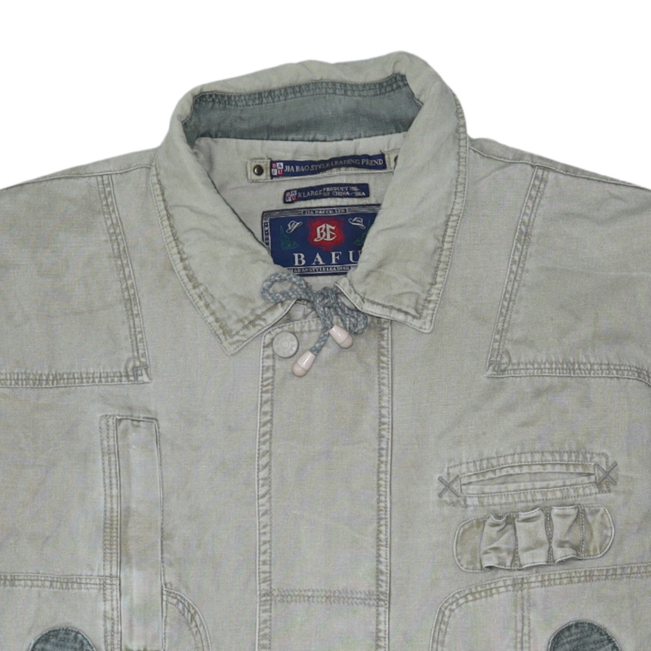 BAFU Men's Grey Cotton Bomber Jacket XL Regular Fit Casual