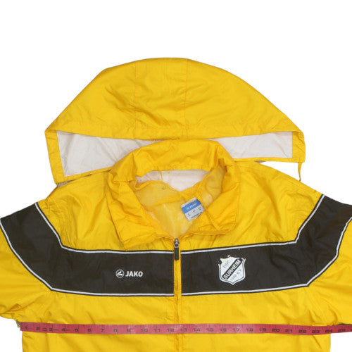 Jako Men's Yellow Windbreaker Jacket L Hooded Lightweight Sports