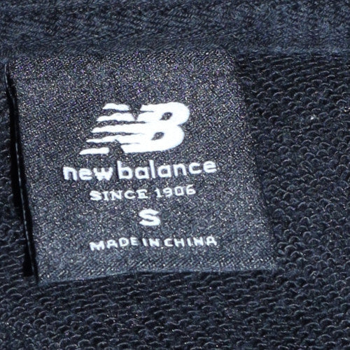New Balance Mens Black Small Pullover Hoodie Fleece Graphic Logo