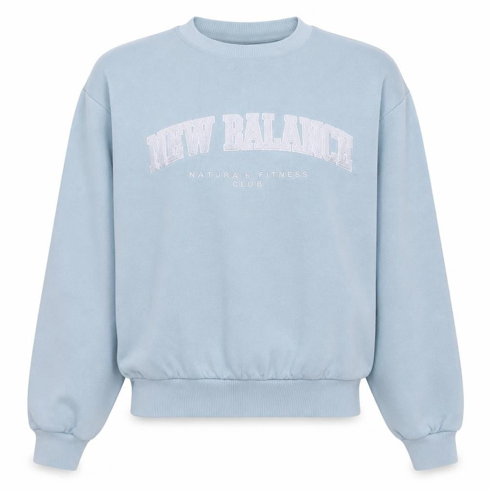 New Balance Womens Blue Small Pullover Sweatshirt Casual Cotton Blend