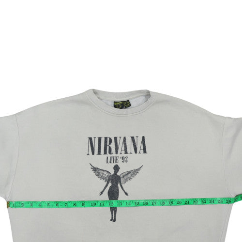 Nirvana Women’s White Crew Neck Sweatshirt Size 8/10 Graphic Print