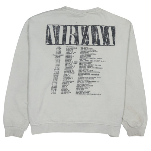 Nirvana Women’s White Crew Neck Sweatshirt Size 8/10 Graphic Print