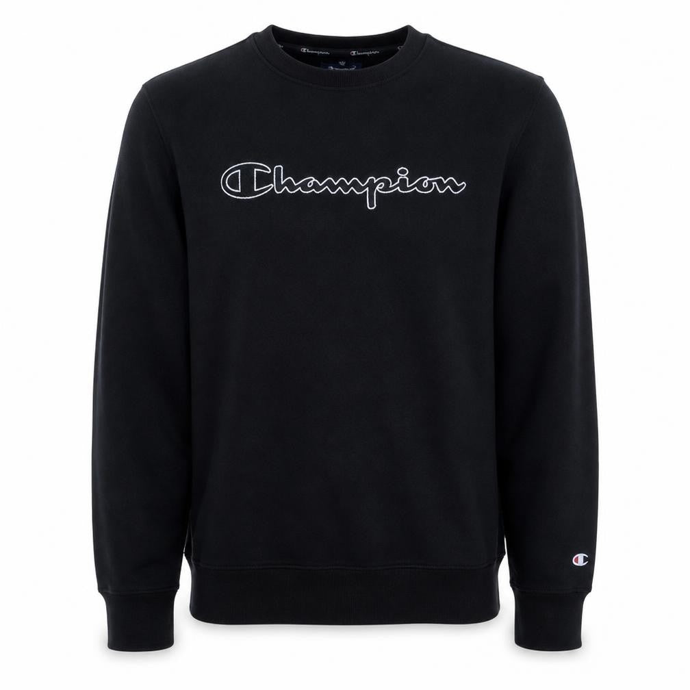 Champion Men's Black Small Crew Neck Pullover Logo Sweatshirt