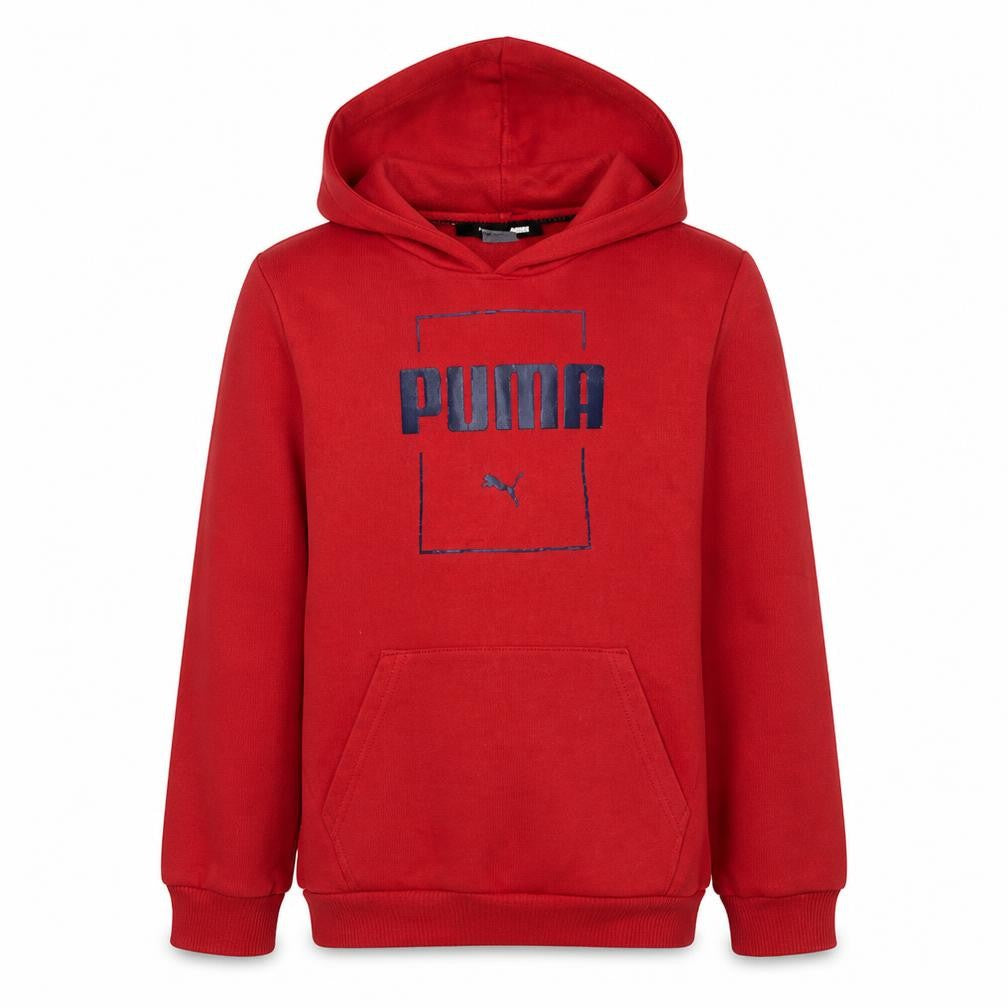 Puma Boys Red Pullover Hoodie 13-14 Years Cotton Blend Logo Design