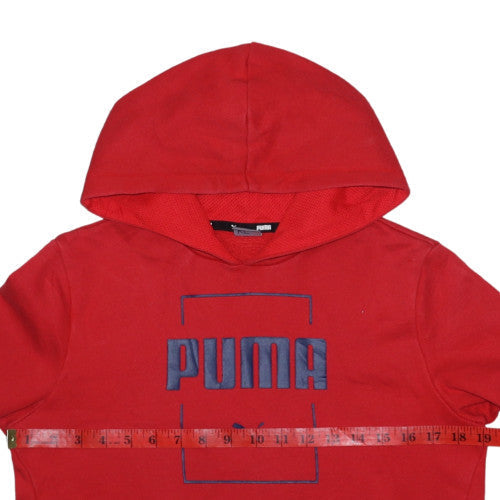 Puma Boys Red Pullover Hoodie 13-14 Years Cotton Blend Logo Design