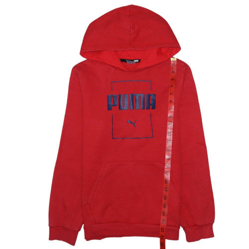 Puma Boys Red Pullover Hoodie 13-14 Years Cotton Blend Logo Design