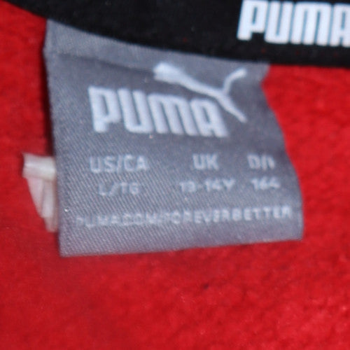 Puma Boys Red Pullover Hoodie 13-14 Years Cotton Blend Logo Design