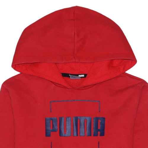 Puma Boys Red Pullover Hoodie 13-14 Years Cotton Blend Logo Design