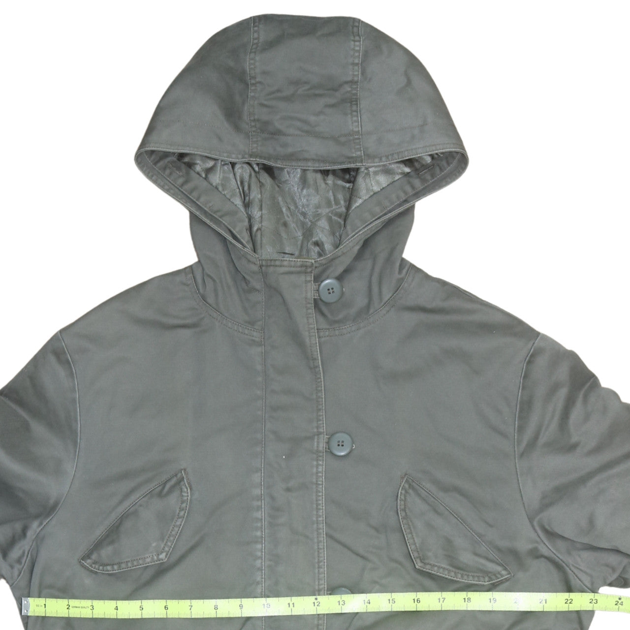 Next Women’s Green Hooded Parka Coat Size 18 Lined Quilted Long