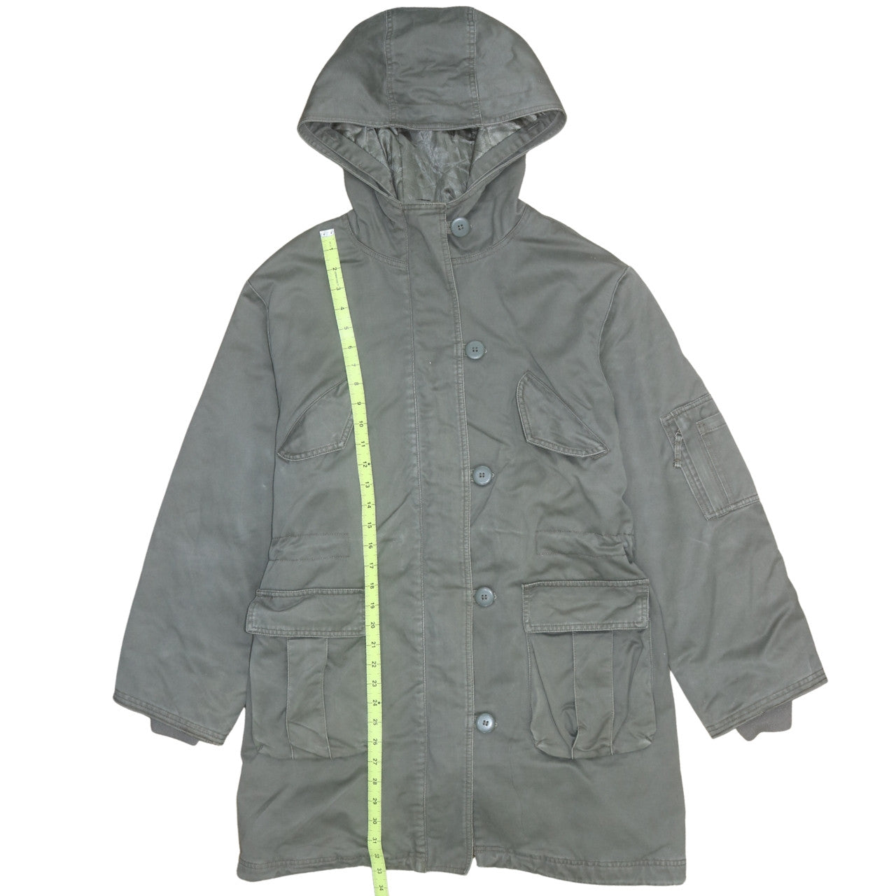 Next Women’s Green Hooded Parka Coat Size 18 Lined Quilted Long