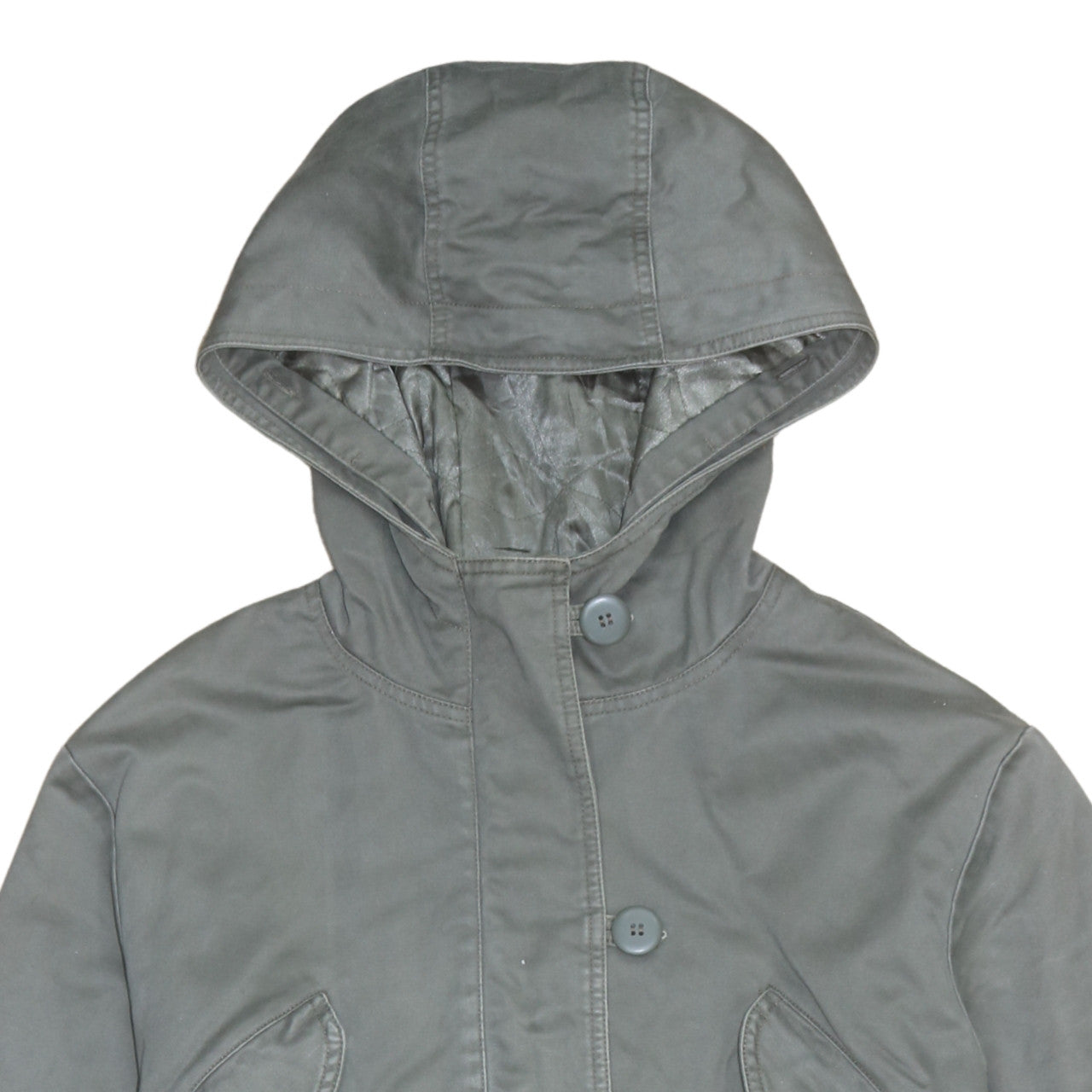 Next Women’s Green Hooded Parka Coat Size 18 Lined Quilted Long