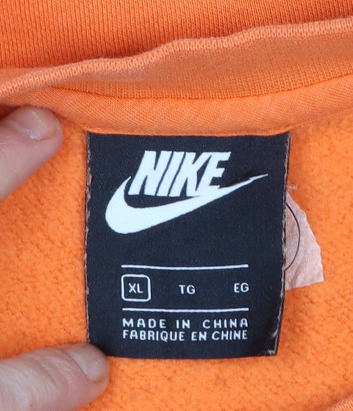 Nike Women Orange XL Pullover Sweatshirt Crew Neck Cotton Blend