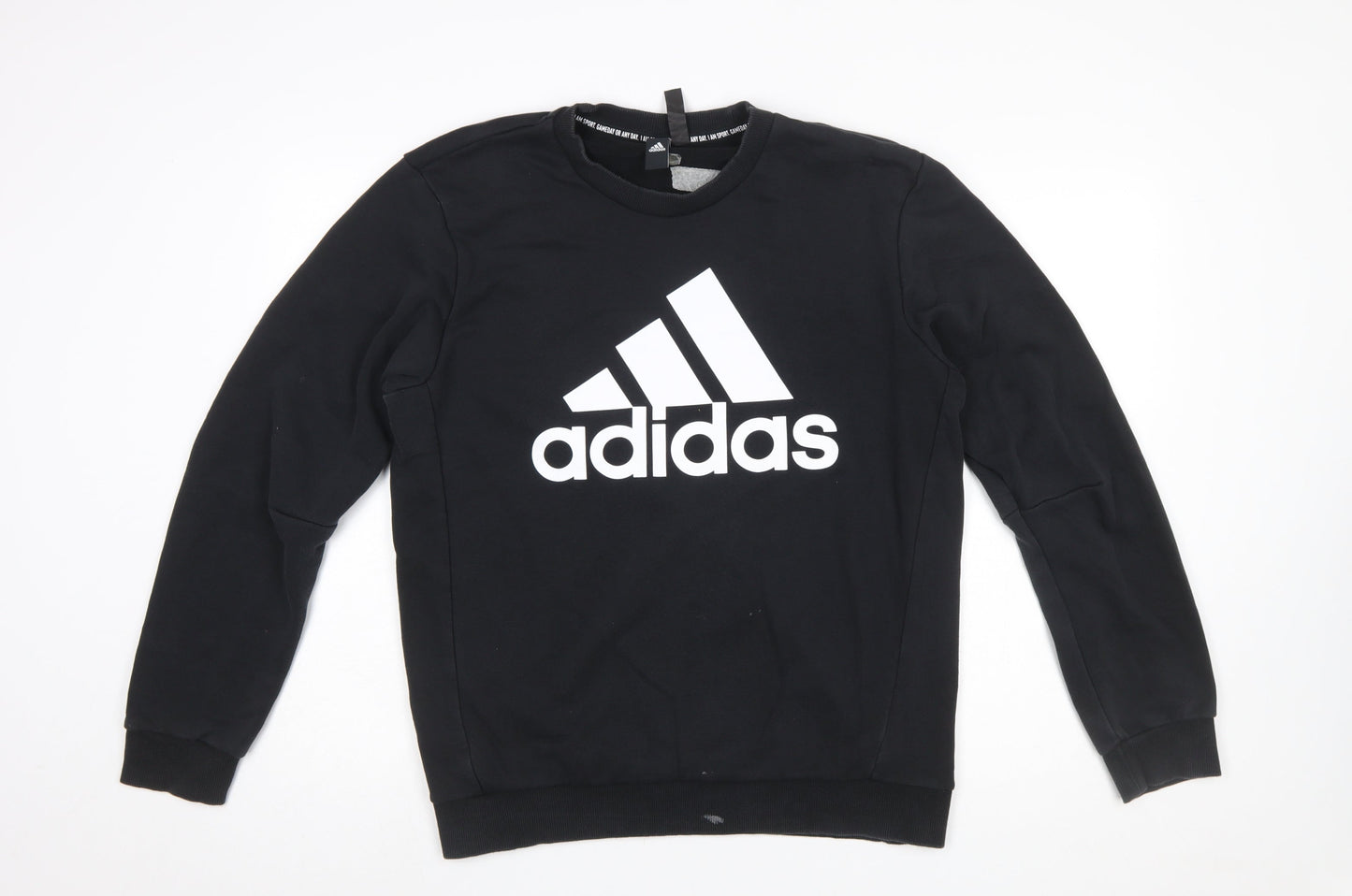 Adidas Mens Black Crew Neck Logo Sweatshirt Size M Regular Fit