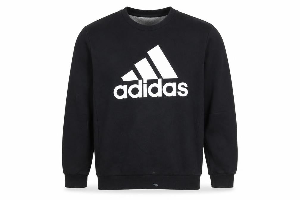 Adidas Mens Black Crew Neck Logo Sweatshirt Size M Regular Fit