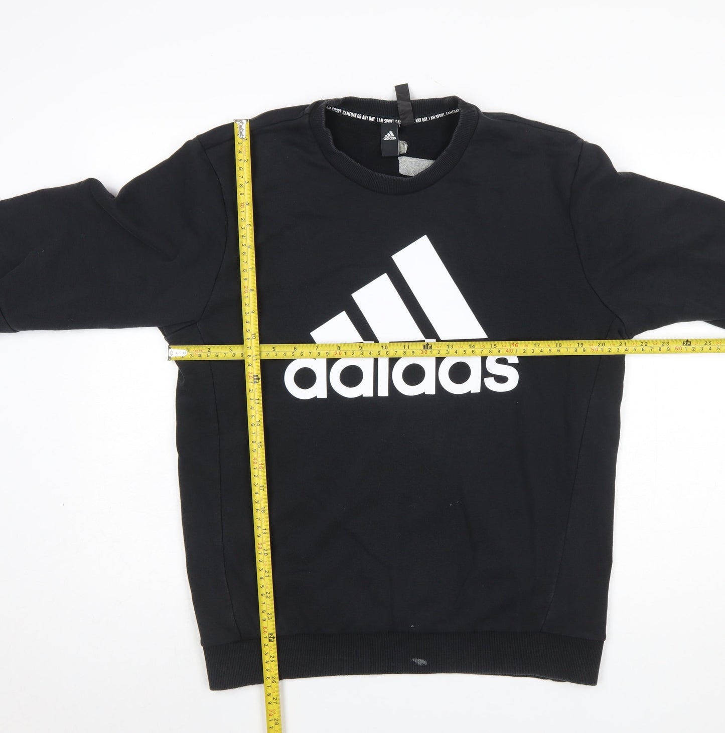 Adidas Mens Black Crew Neck Logo Sweatshirt Size M Regular Fit