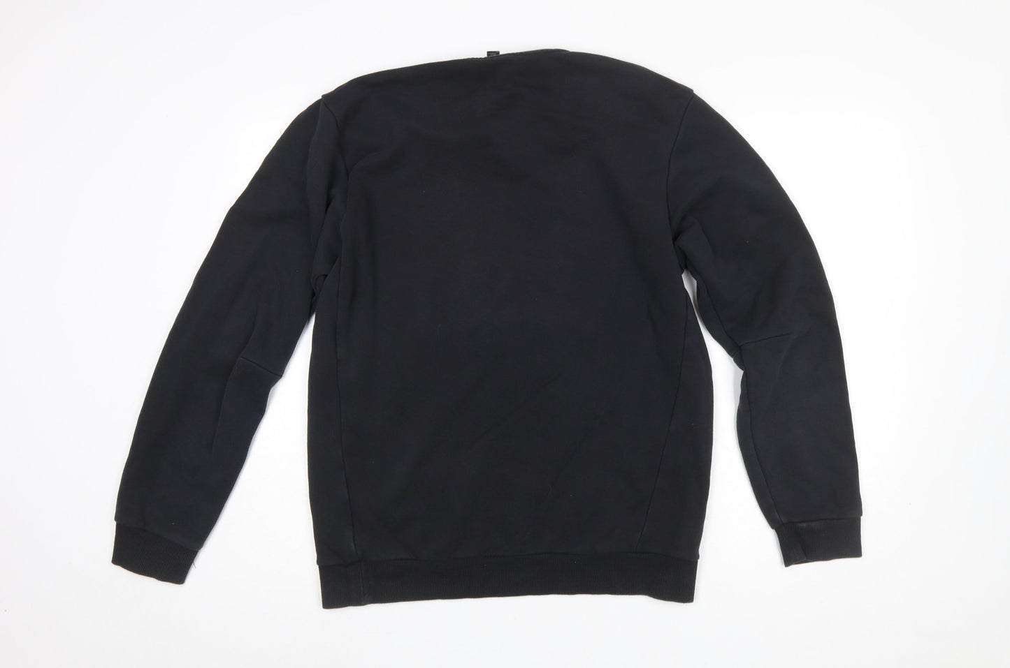 Adidas Mens Black Crew Neck Logo Sweatshirt Size M Regular Fit