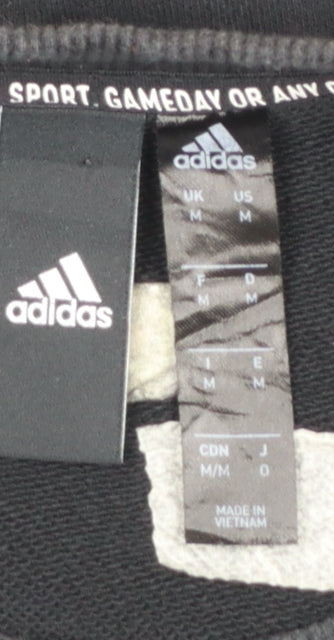 Adidas Mens Black Crew Neck Logo Sweatshirt Size M Regular Fit