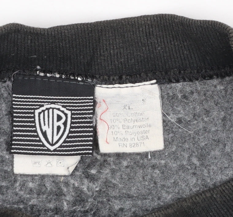Warner Bros Mens Black Bugs Bunny Embroidered XL Pullover Sweatshirt