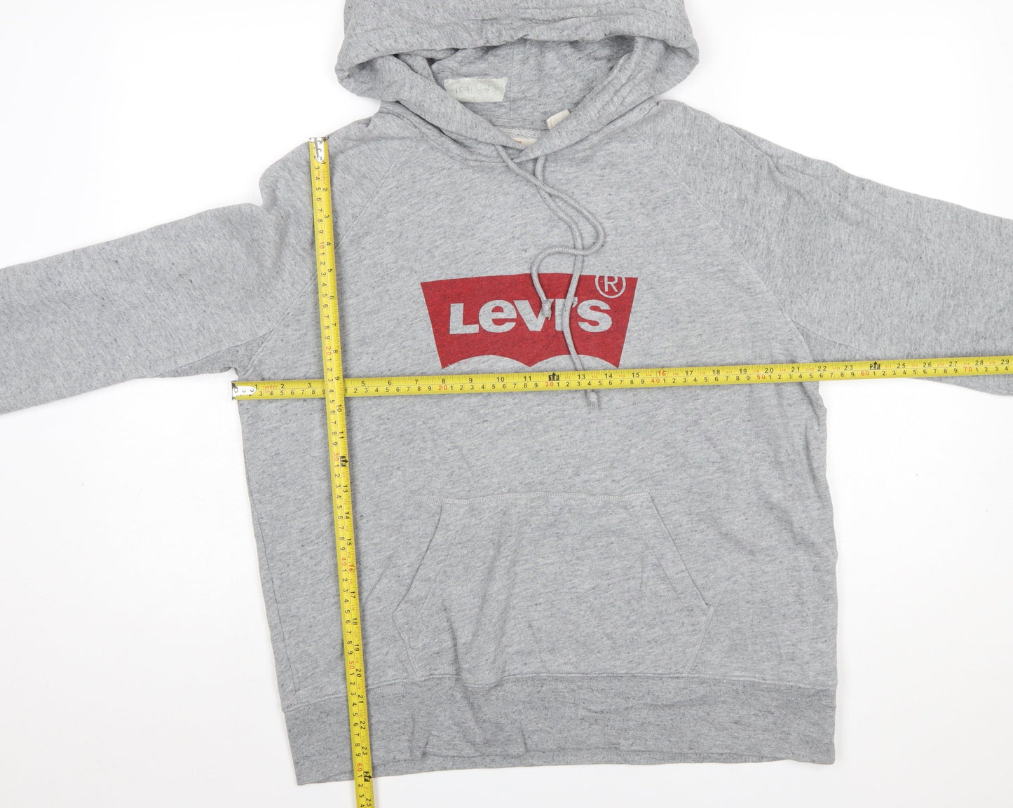 Levi's Men's Grey Pullover Hoodie Medium Logo Fleece Sweatshirt