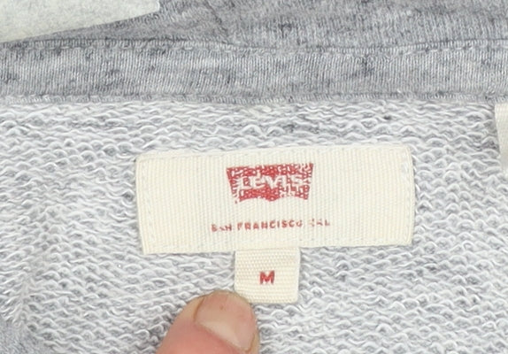 Levi's Men's Grey Pullover Hoodie Medium Logo Fleece Sweatshirt