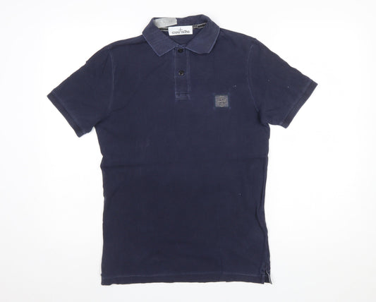 Stone Island Men's Blue Slim Fit Cotton Polo Shirt Size S