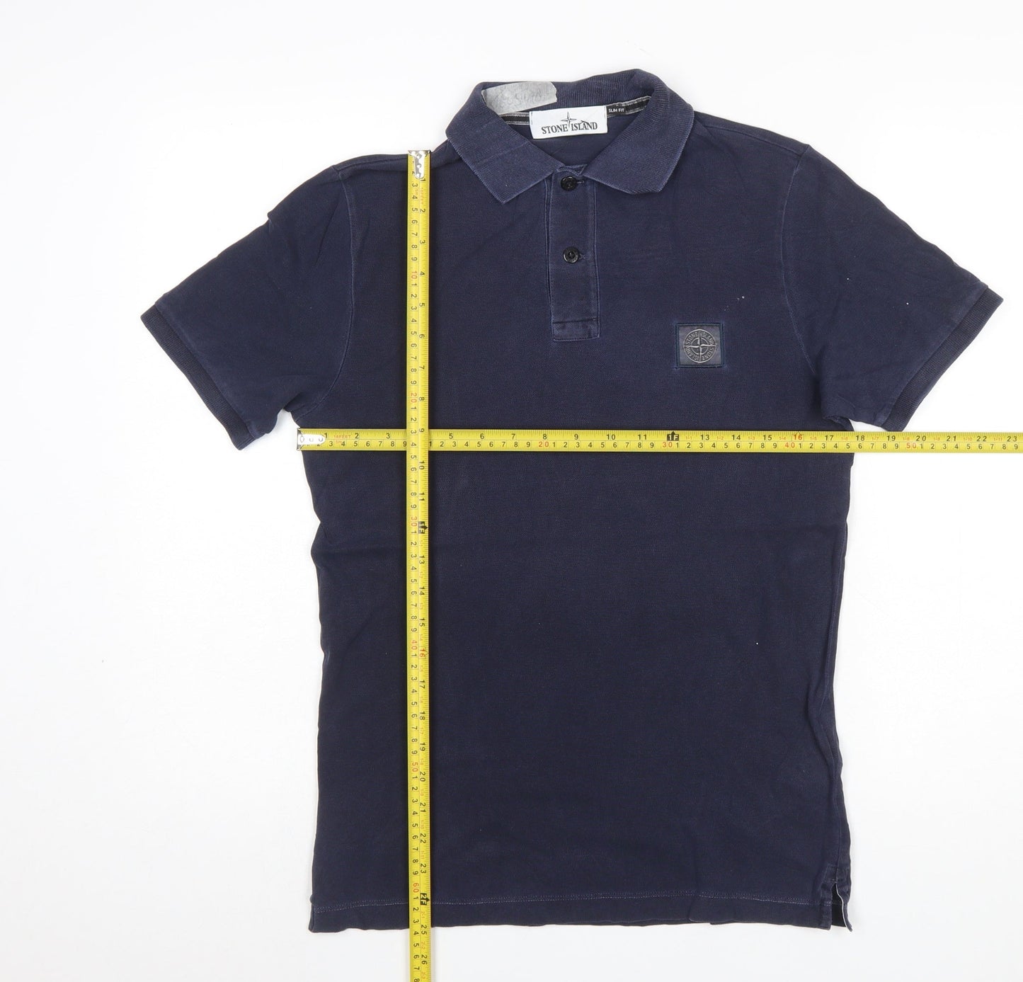 Stone Island Men's Blue Slim Fit Cotton Polo Shirt Size S