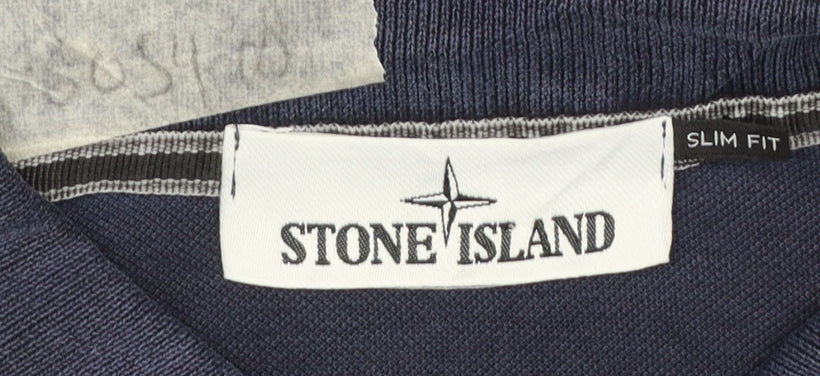 Stone Island Men's Blue Slim Fit Cotton Polo Shirt Size S