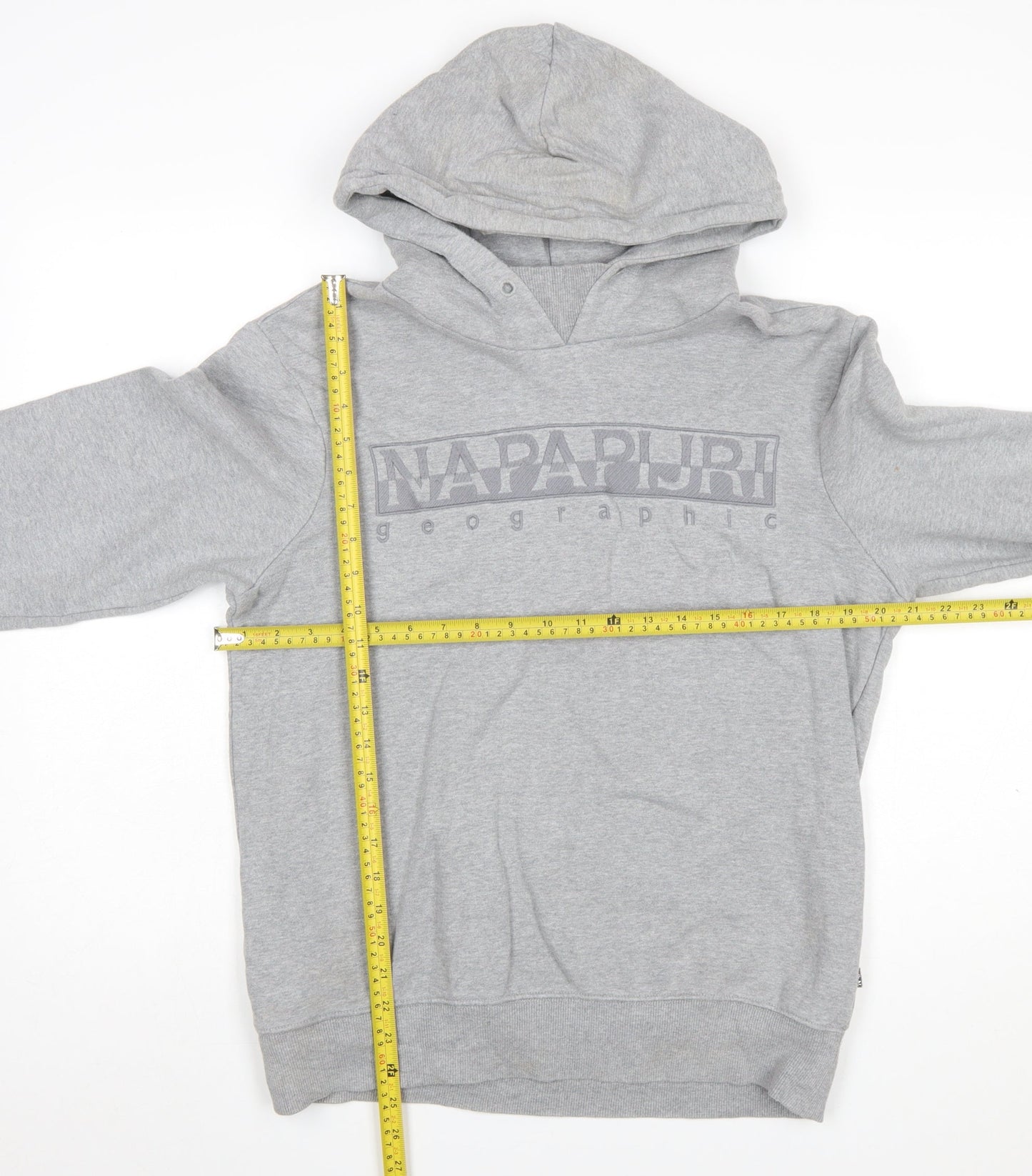 Napapijri Men's Grey Pullover Hoodie M Cotton Blend Casual