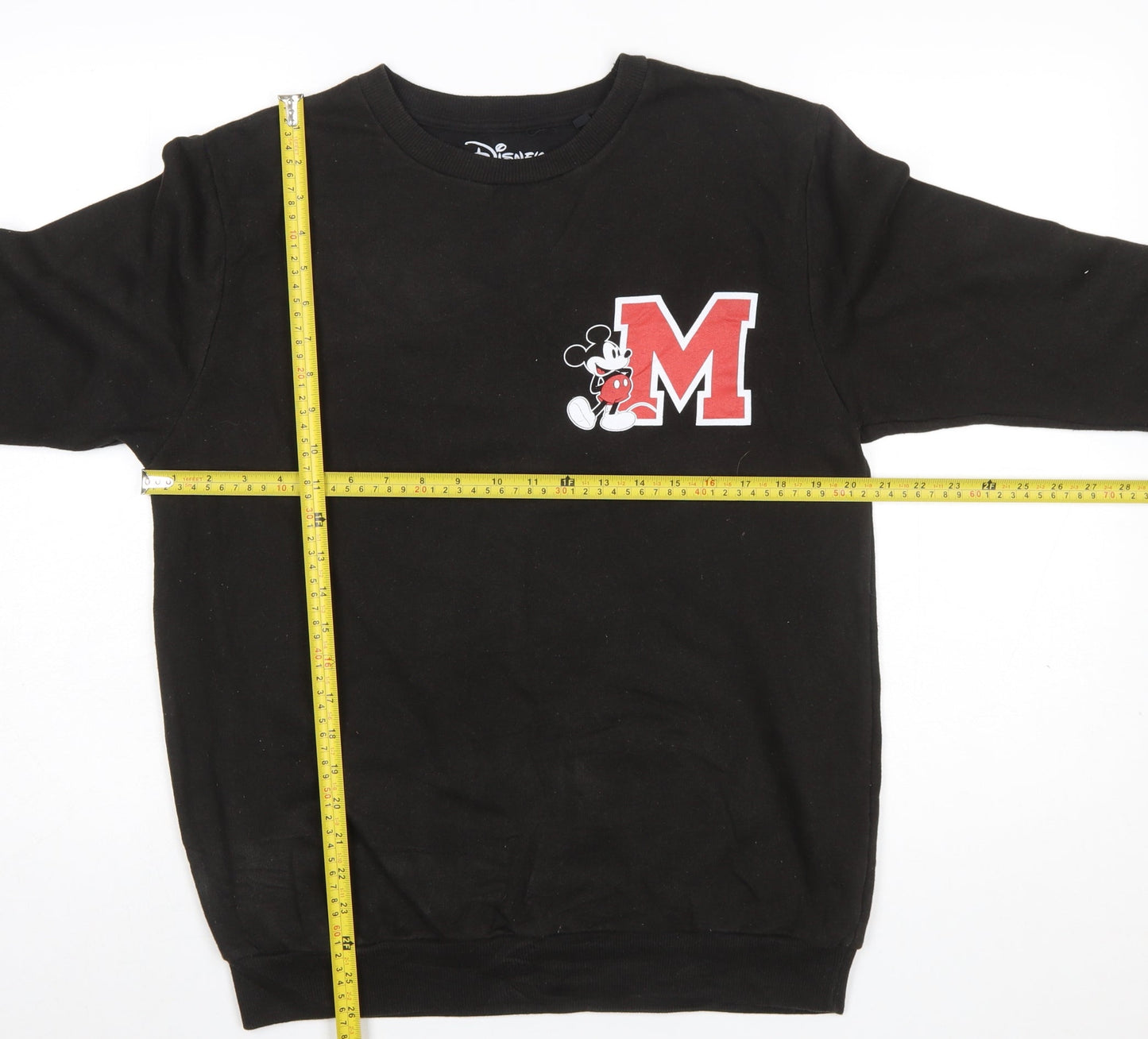 Disney Women Black Sweatshirt UK 10 Mickey Logo Cotton Blend Pullover