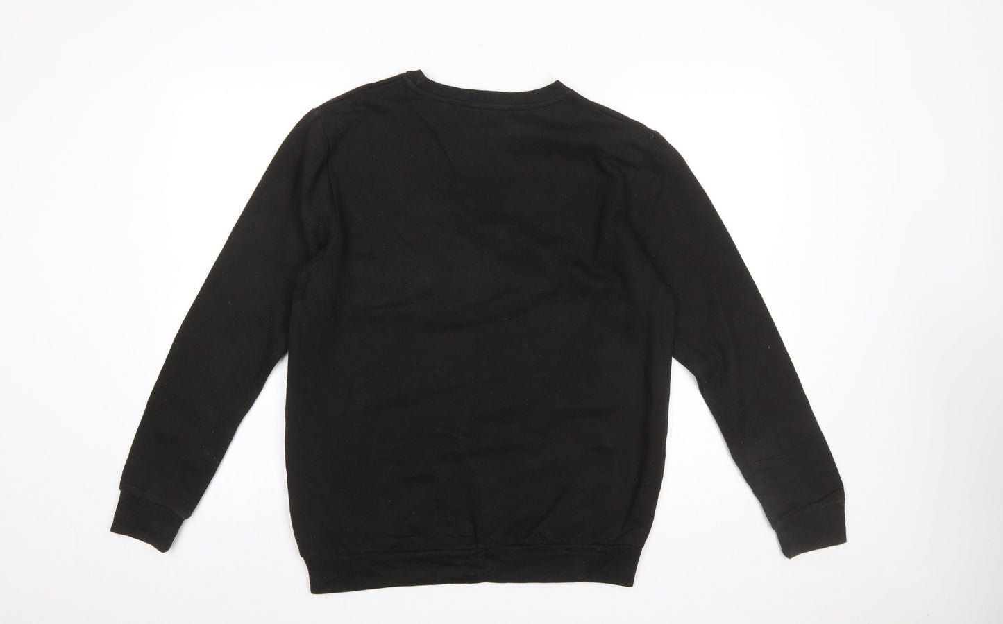 Disney Women Black Sweatshirt UK 10 Mickey Logo Cotton Blend Pullover