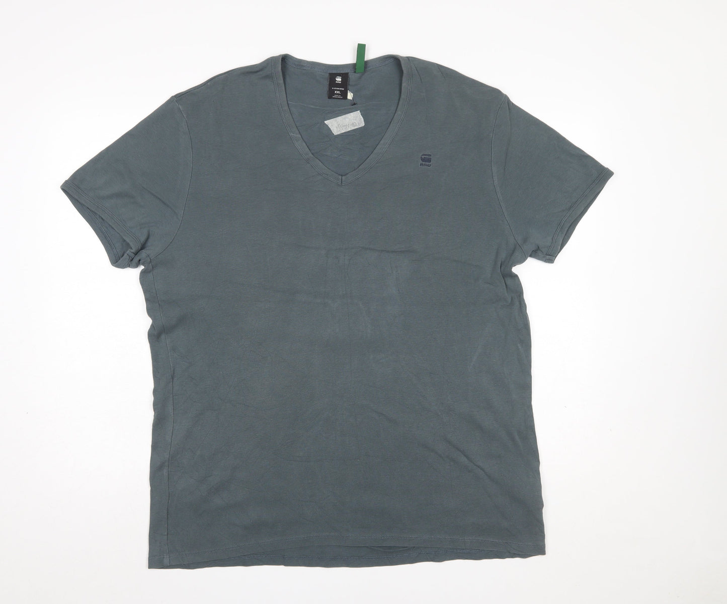G-Star Raw Men’s Grey 2XL V-Neck Short Sleeve Cotton T-Shirt